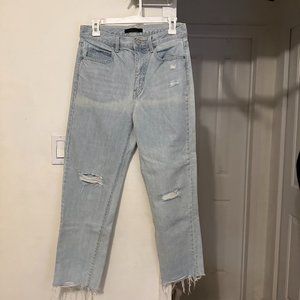 Uniqlo High-Rise Light Blue Distressed Jeans